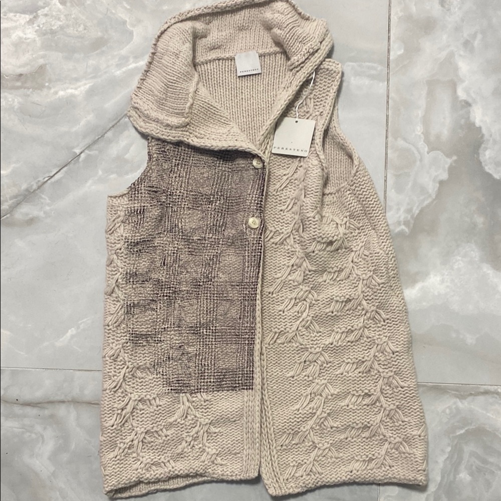 Cream Cable Knit Cardigan Sweater BBB